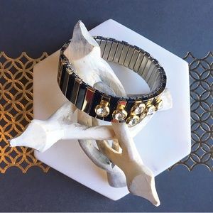 Faux gold, diamond & onyx bracelet